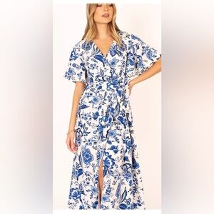 Petal & Pup Blue Dress Floral Midi Dress NWT